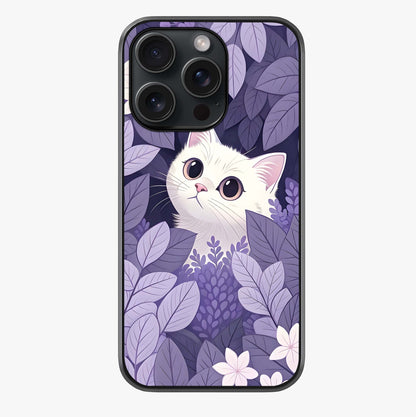 Lilac Hide Peek Cat Glass Case showing full back design in clean flat view with glossy glass finish.