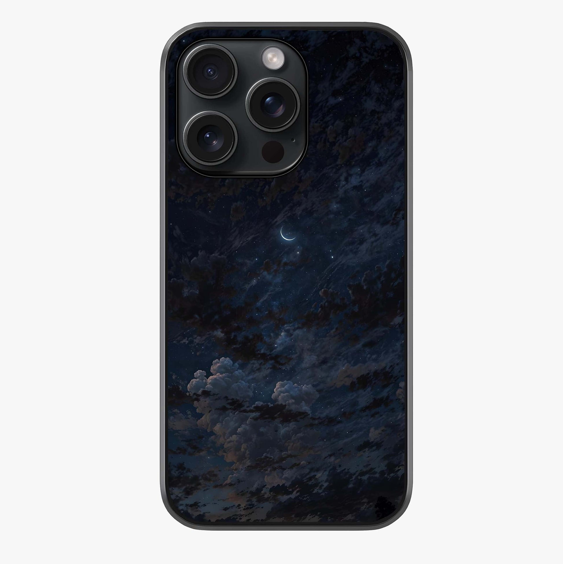 Lunar Veil Silence Glass Case showing full back design in clean flat view with glossy glass finish.