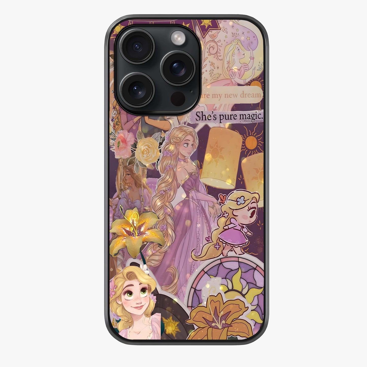 Magical Tangled Dream Glass Case showing full back design in clean flat view with glossy glass finish.