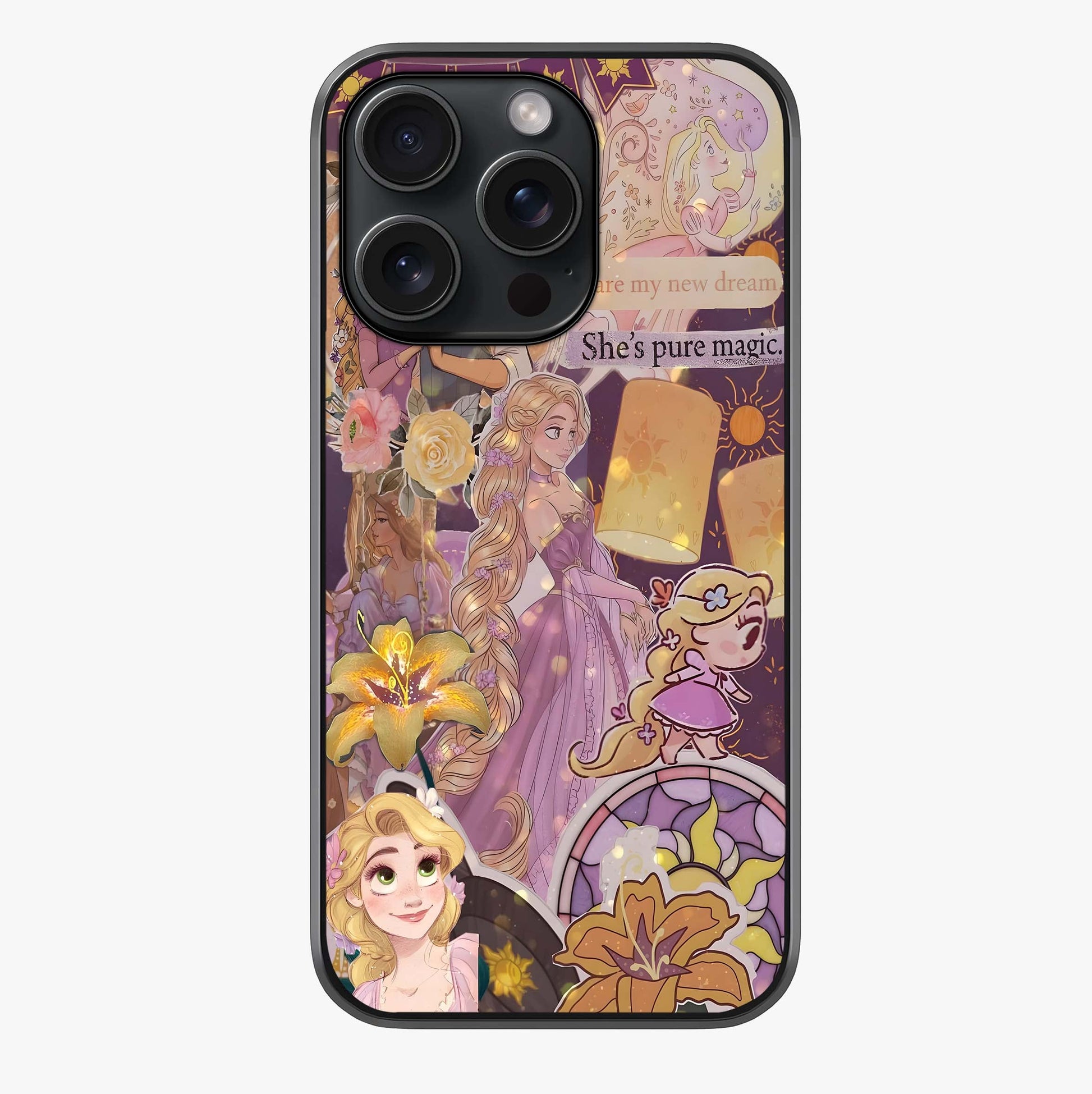 Magical Tangled Dream Glass Case showing full back design in clean flat view with glossy glass finish.
