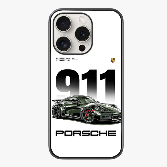 911 Turbo Dominance Glass Case showing full back design in clean flat view with glossy glass finish.