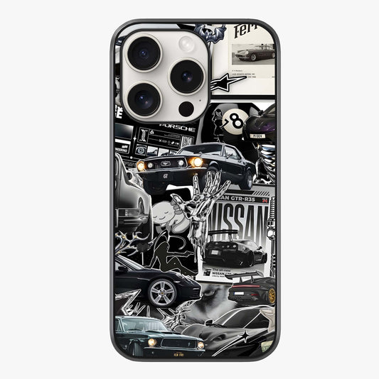 Aesthetic Dark Love Glass Case showing full back design in clean flat view with glossy glass finish.