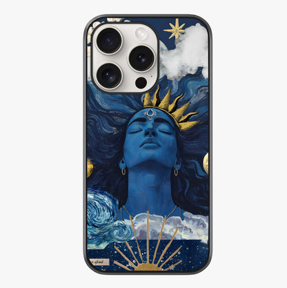 Aesthetic Lord Shiva Glass Case showing full back design in clean flat view with glossy glass finish.