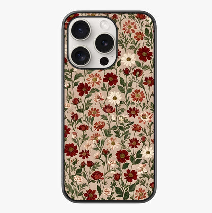 Biege Flower With Leaf Glass Case showing full back design in clean flat view with glossy glass finish.