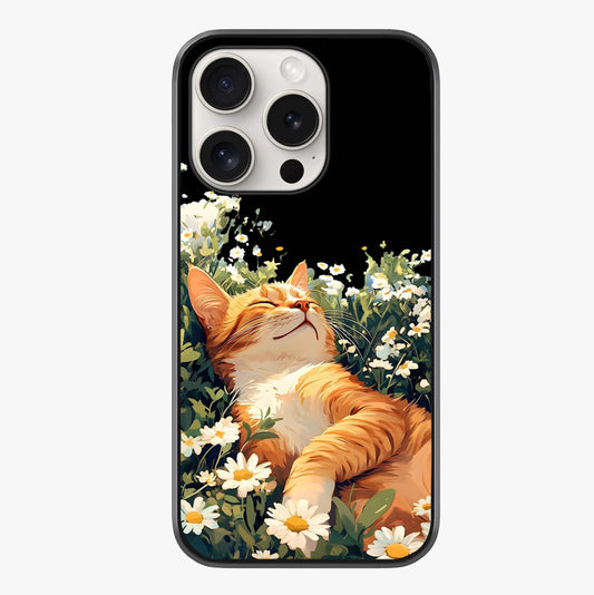 lissful Bloom Cat Glass Case showing full back design in clean flat view with glossy glass finish.