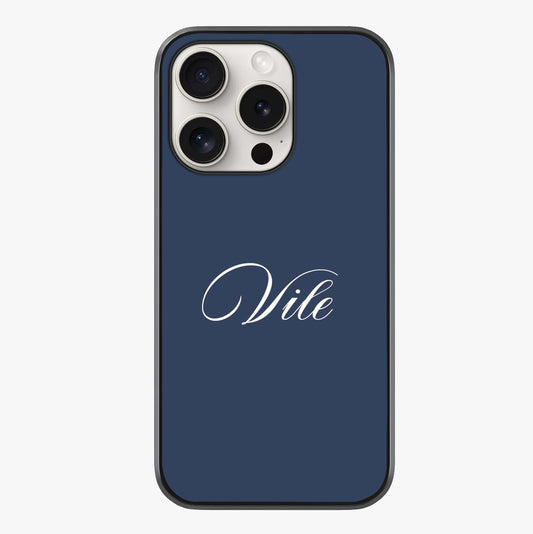 Blue Background Personalized Custom Name Glass Case showing full back design in clean flat view with glossy glass finish.