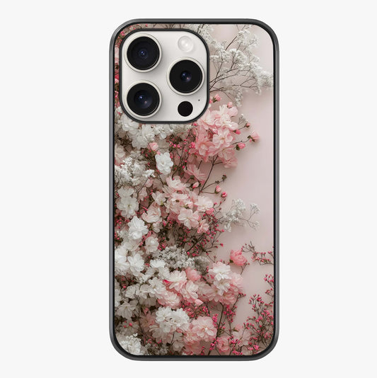 Blush Blossom Cloud Glass Case showing full back design in clean flat view with glossy glass finish.