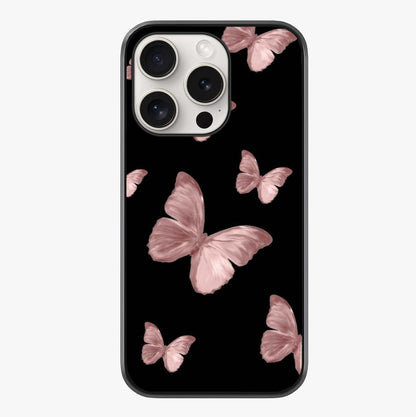 Butterfly Pattern Glass Case showing full back design in clean flat view with glossy glass finish.