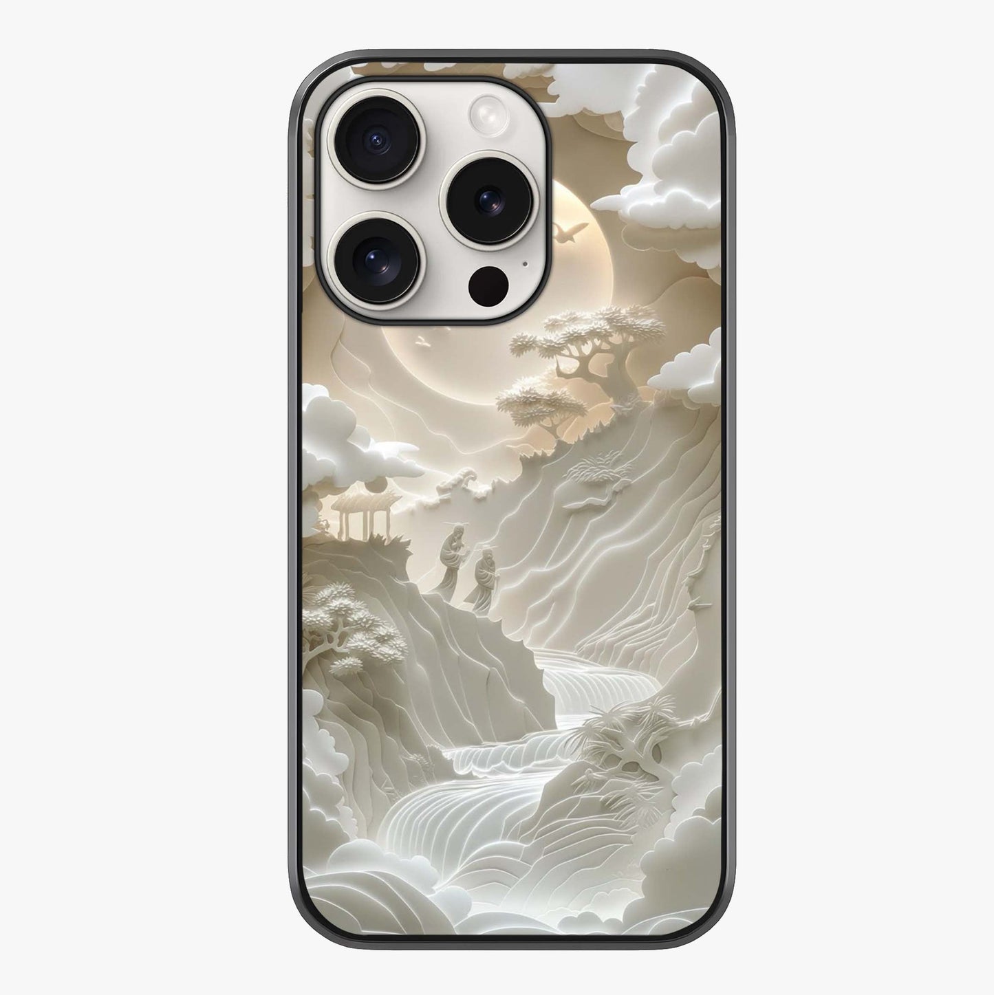 Celestial Origami Glass Case showing full back design in clean flat view with glossy glass finish.