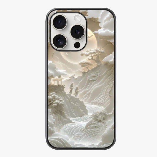 Celestial Origami Glass Case showing full back design in clean flat view with glossy glass finish.