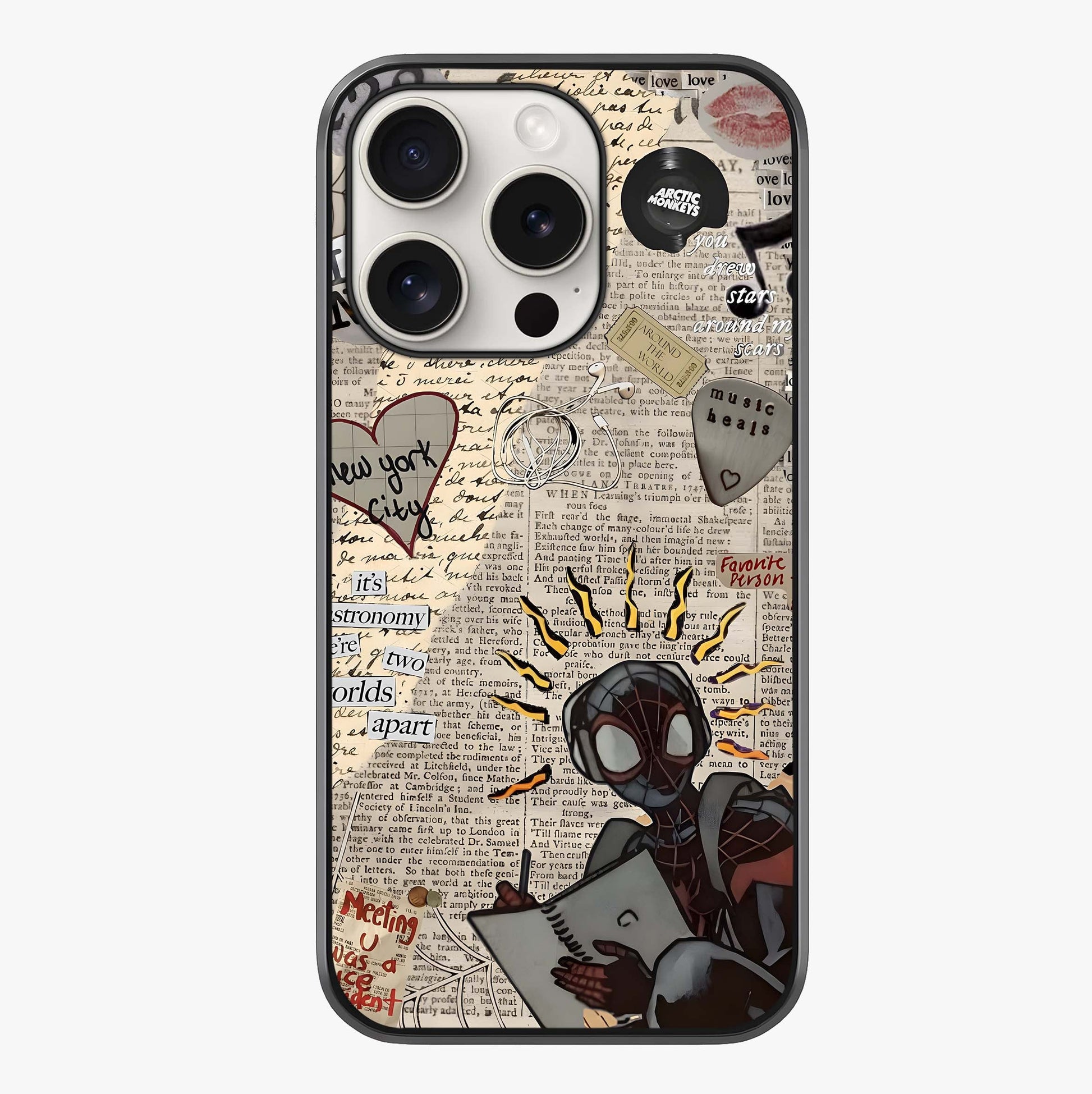 City Dream Sketch Glass Case showing full back design in clean flat view with glossy glass finish.