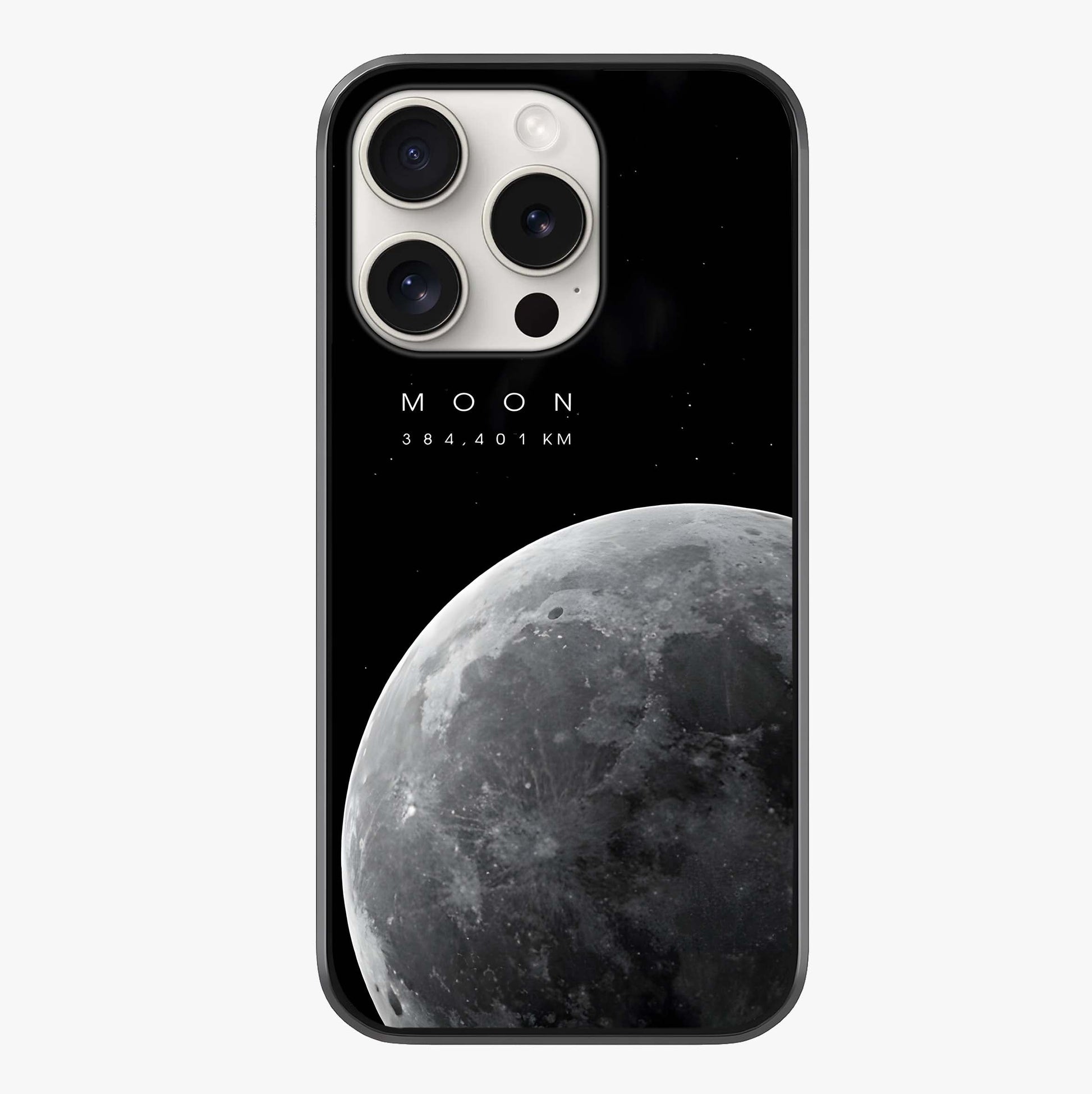 Cosmic Moon Glow Glass Case showing full back design in clean flat view with glossy glass finish.