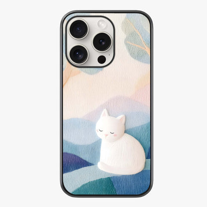 Cotton Dream Cat Glass Case showing full back design in clean flat view with glossy glass finish.