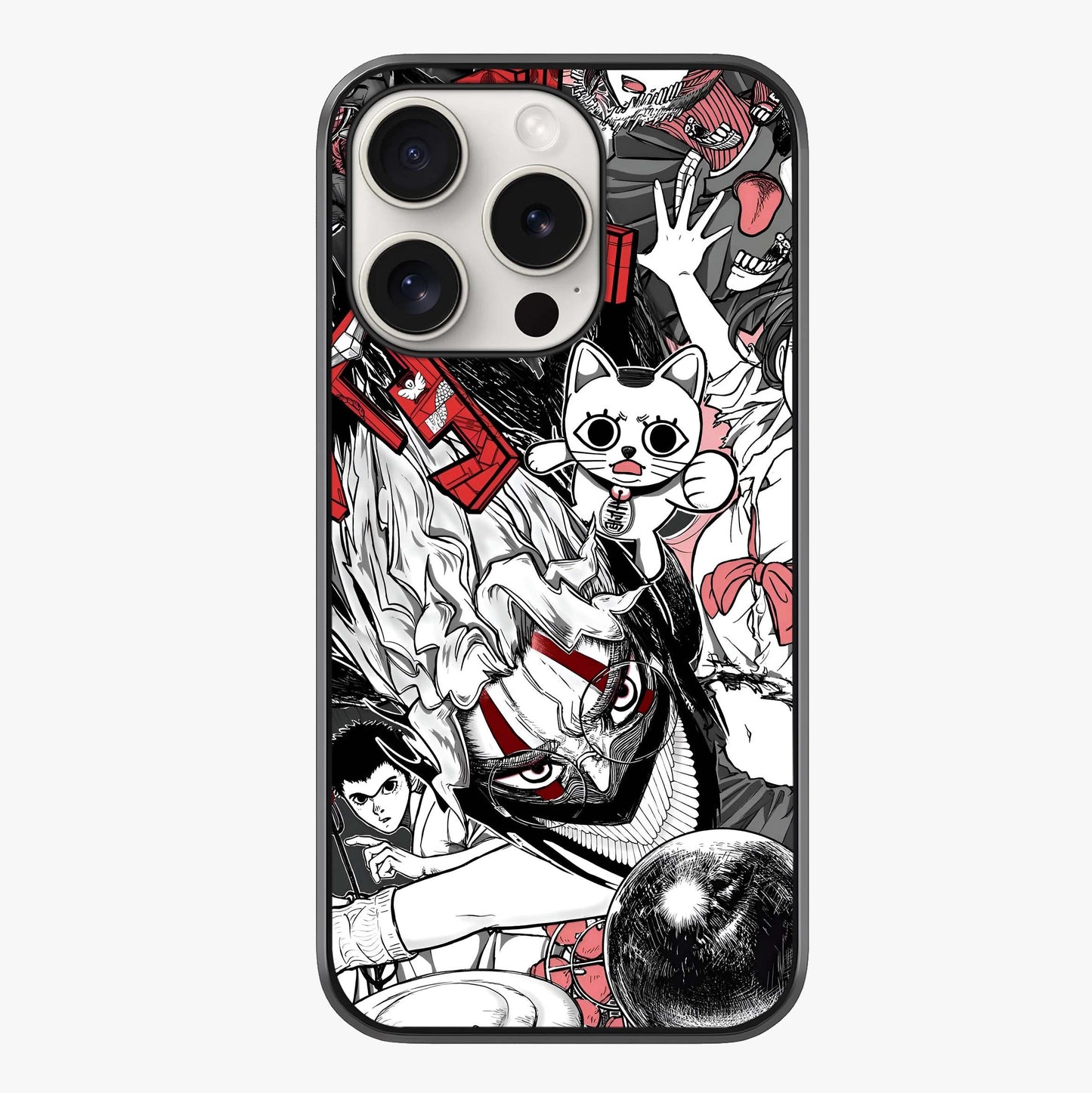 Crimson Chaos Panel Glass Case showing full back design in clean flat view with glossy glass finish.