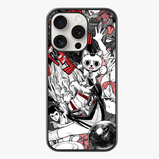 Crimson Chaos Panel Glass Case showing full back design in clean flat view with glossy glass finish.