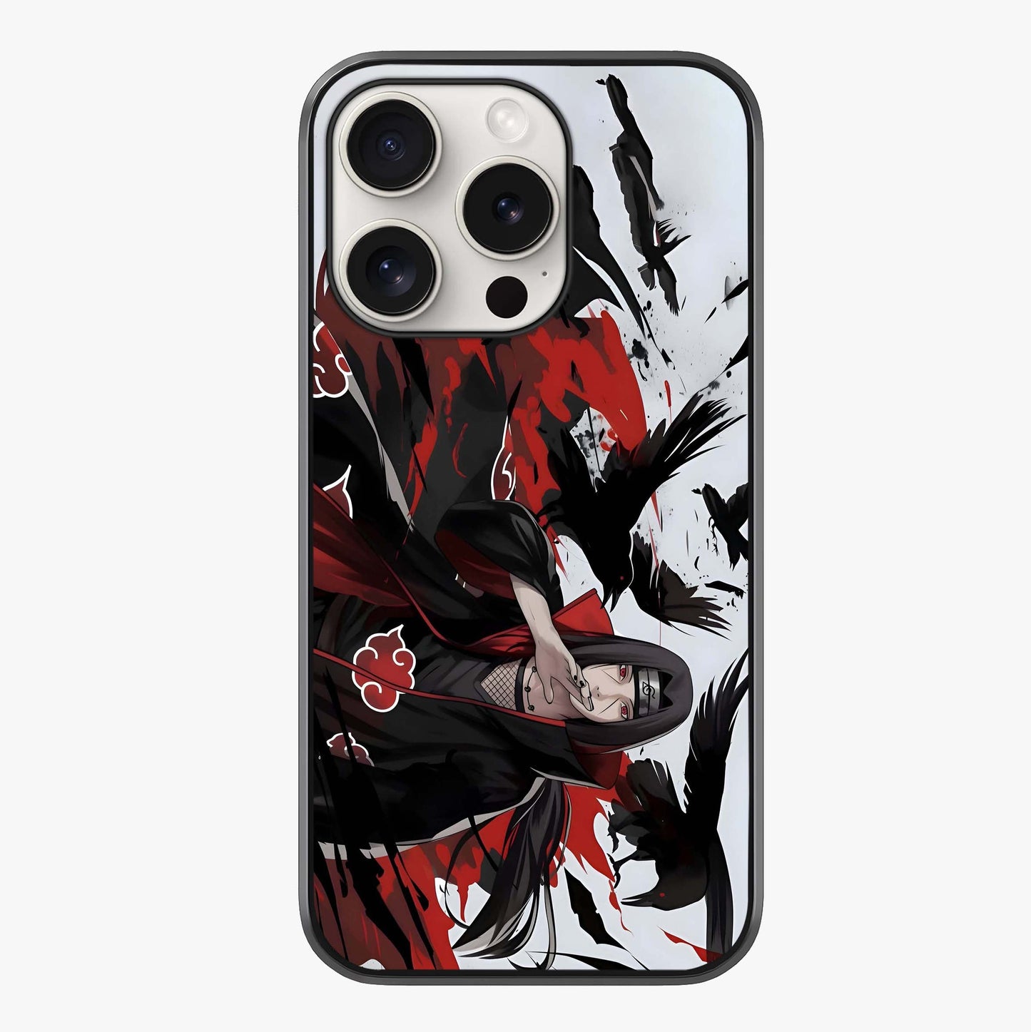 Crimson Crow Illusion Glass Case showing full back design in clean flat view with glossy glass finish.