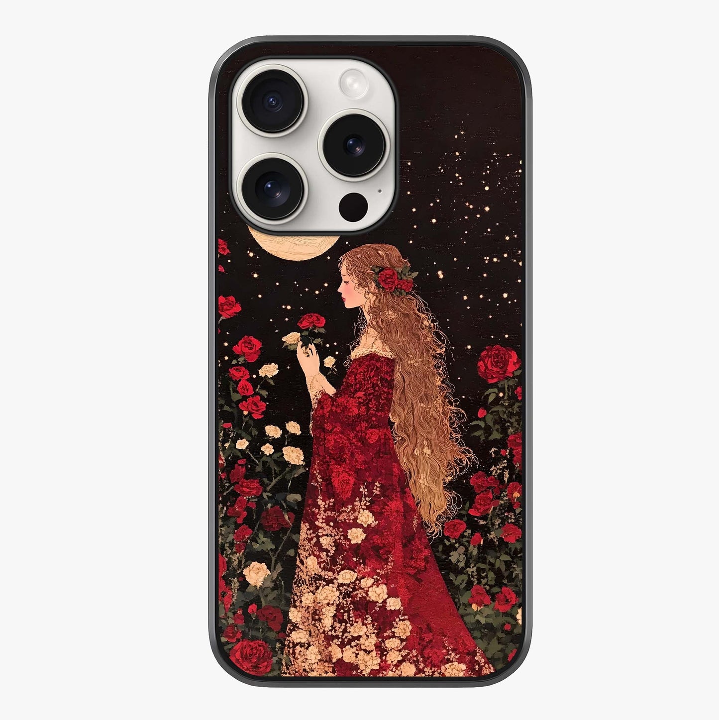 Crimson Dreams Glass Case showing full back design in clean flat view with glossy glass finish.