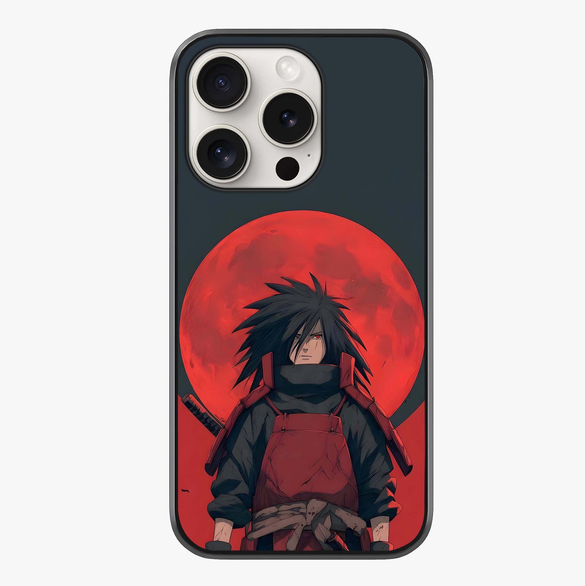 Crimson Moon Warlord Glass Case showing full back design in clean flat view with glossy glass finish.