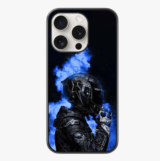 Cyber Sentinel Protocol Glass Case showing full back design in clean flat view with glossy glass finish.