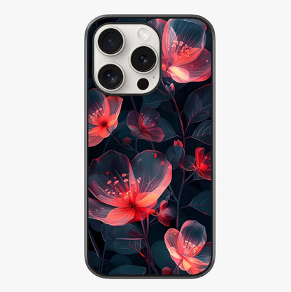 Dark Shade Of Flower Glass Case showing full back design in clean flat view with glossy glass finish.