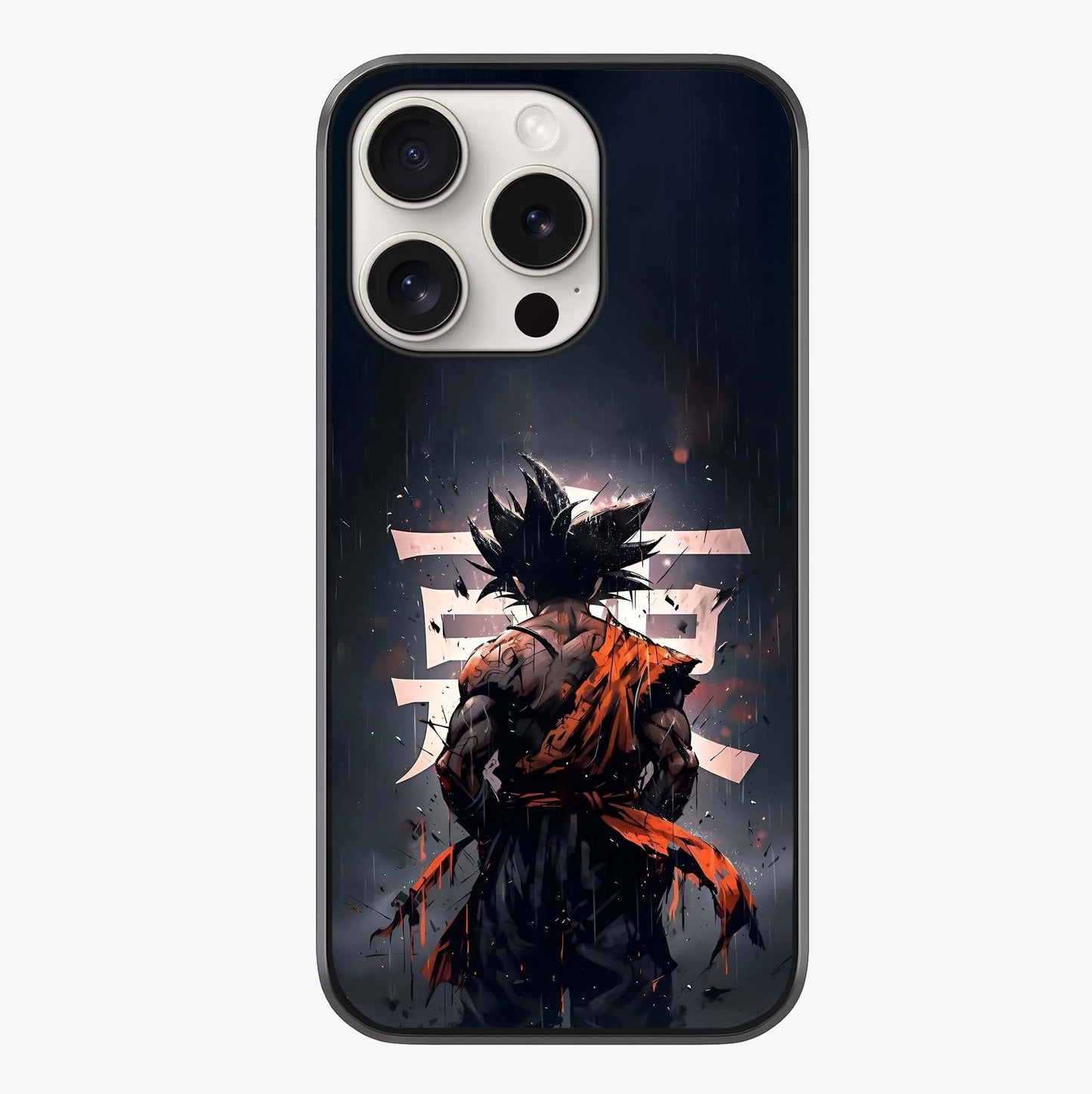 Dark Warrior In Rain Glass Case showing full back design in clean flat view with glossy glass finish.