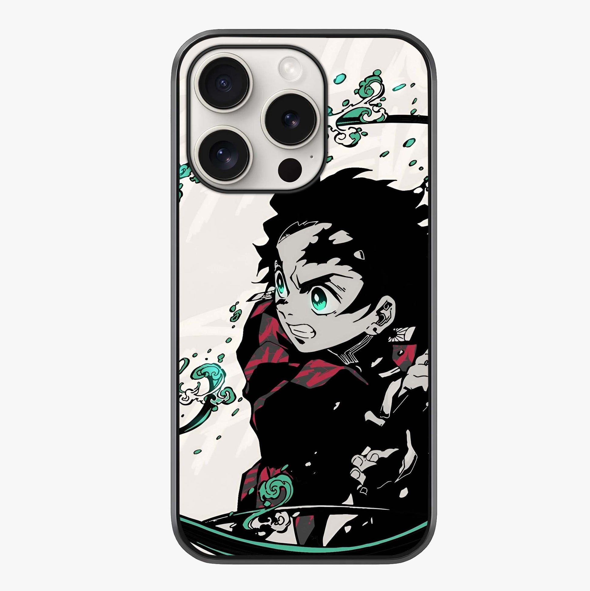 Demon Slayer Glass Case showing full back design in clean flat view with glossy glass finish.