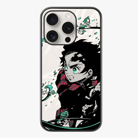 Demon Slayer Glass Case showing full back design in clean flat view with glossy glass finish.