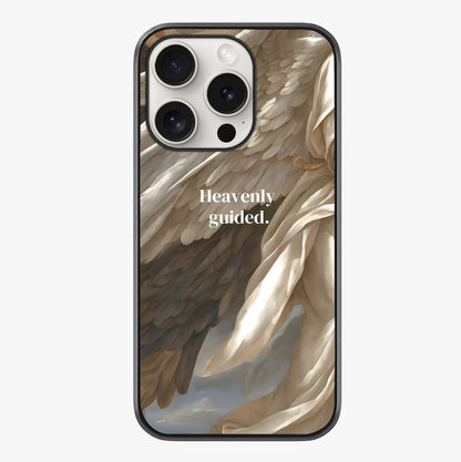 Divine Winged Grace Glass Case showing full back design in clean flat view with glossy glass finish.