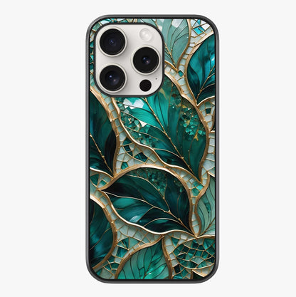 Emerald Leaf Glass Glass Case showing full back design in clean flat view with glossy glass finish.
