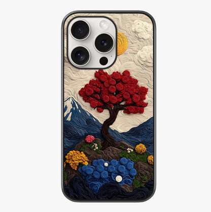 Eternal Nature Tapestry Glass Case showing full back design in clean flat view with glossy glass finish.