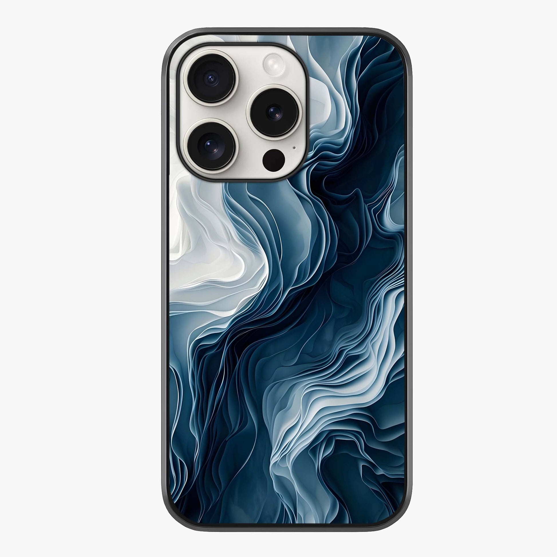 Ethereal Paper Marble Glass Case showing full back design in clean flat view with glossy glass finish.