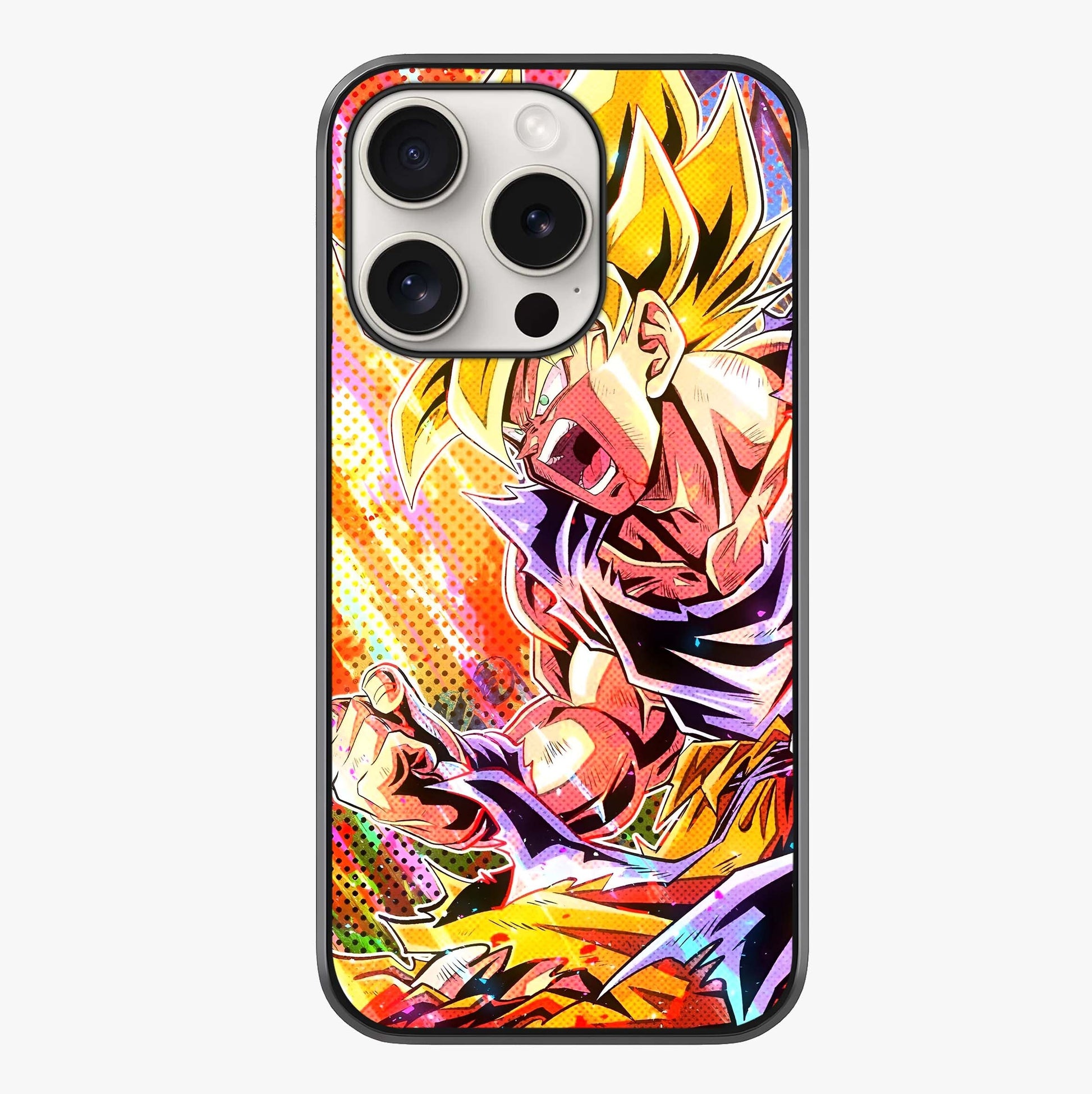 Firing Goku Glass Case showing full back design in clean flat view with glossy glass finish.