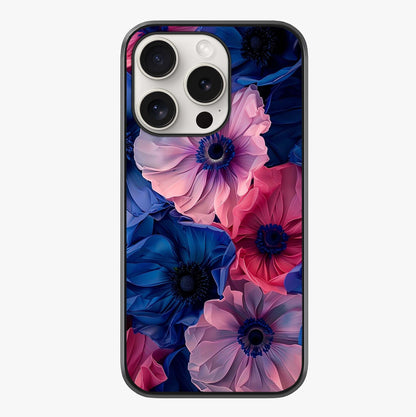Flower Paper Art Pattern Glass Case showing full back design in clean flat view with glossy glass finish.