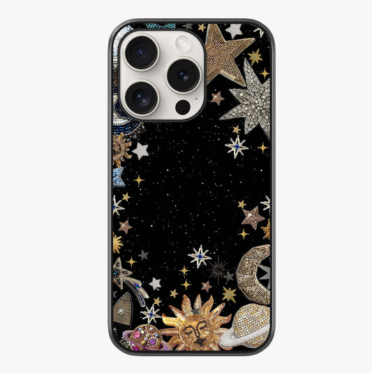 Galactic Jewel Stars Glass Case showing full back design in clean flat view with glossy glass finish.