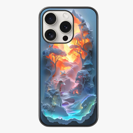 Glow Forest Portal Glass Case showing full back design in clean flat view with glossy glass finish.