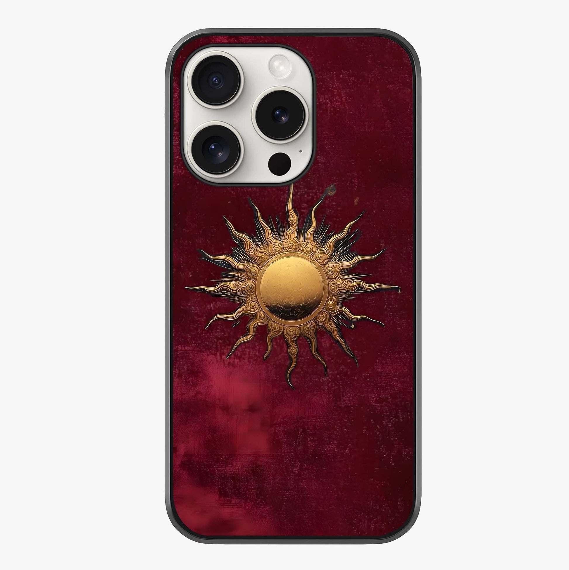 Gold Sun Blush Glass Case showing full back design in clean flat view with glossy glass finish.