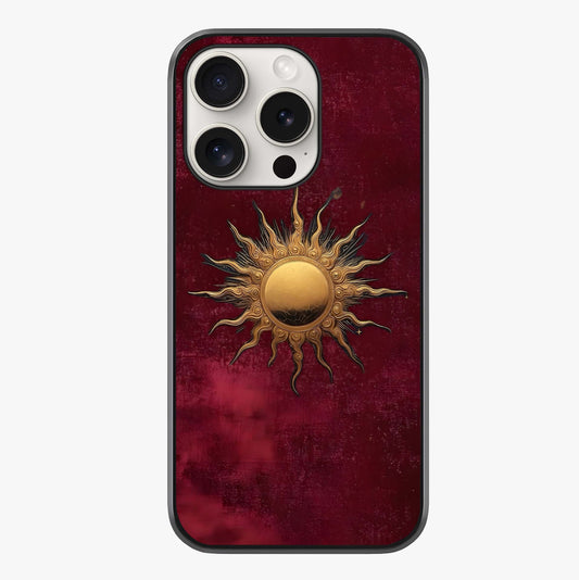 Gold Sun Blush Glass Case showing full back design in clean flat view with glossy glass finish.