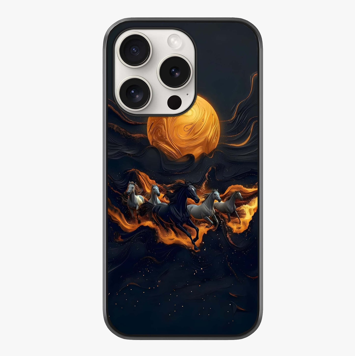 Golden Stallion Moonride Glass Case showing full back design in clean flat view with glossy glass finish.