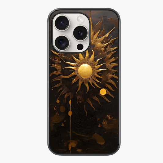 Golden Sun Majesty Glass Case showing full back design in clean flat view with glossy glass finish.