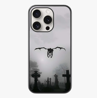 Graveyard Shadow Descent Glass Case showing full back design in clean flat view with glossy glass finish.