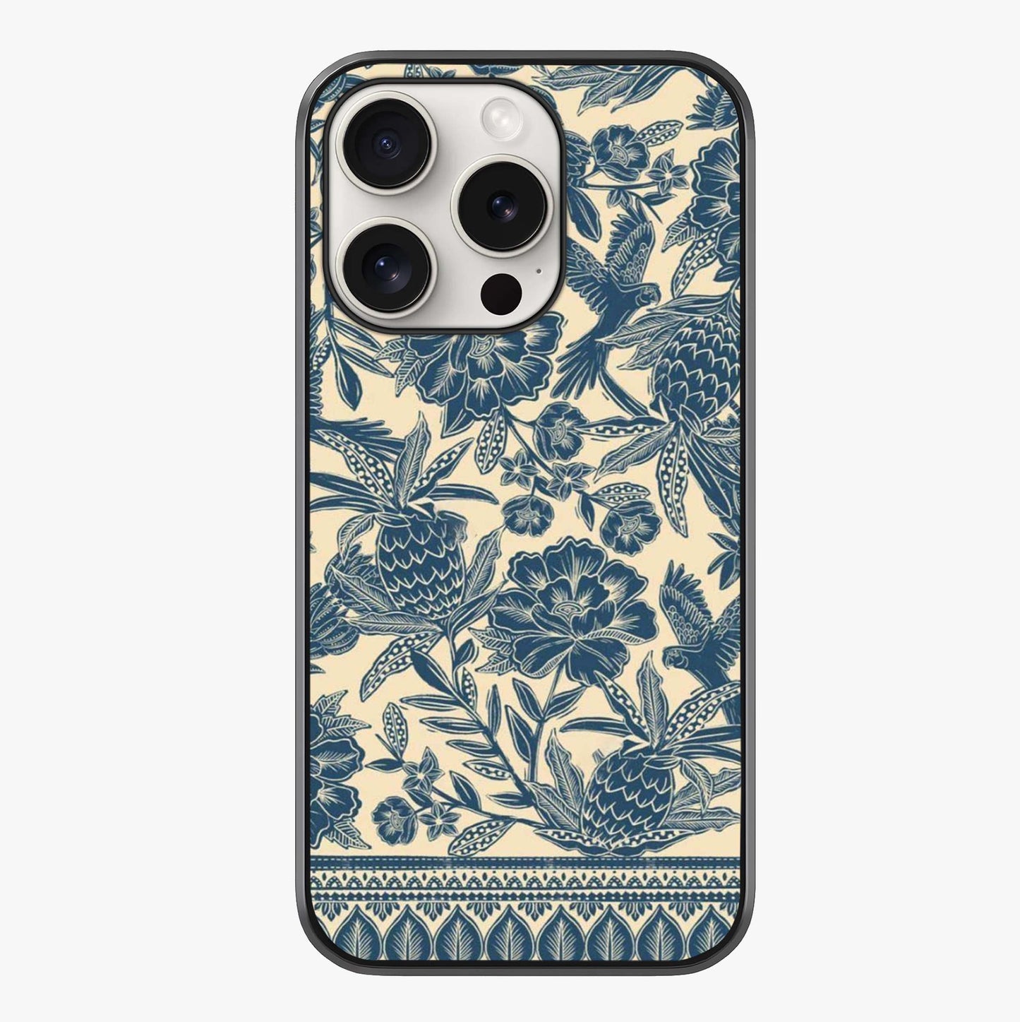 Heirloom Wild Bloom Glass Case showing full back design in clean flat view with glossy glass finish.