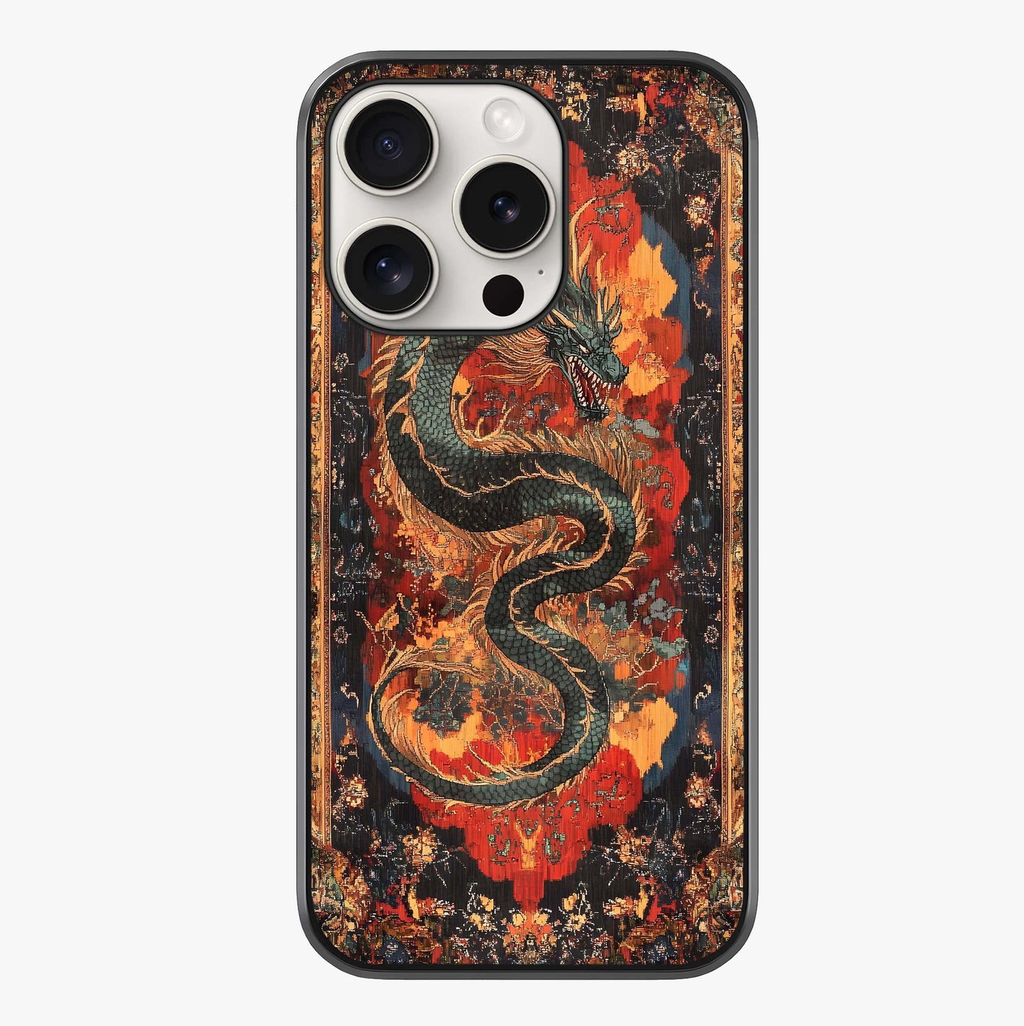 Inferno Dragon Soul Glass Case showing full back design in clean flat view with glossy glass finish.