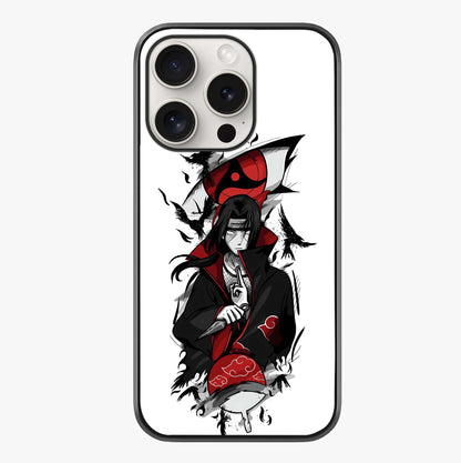 Itachi Sharingan Glass Case showing full back design in clean flat view with glossy glass finish.