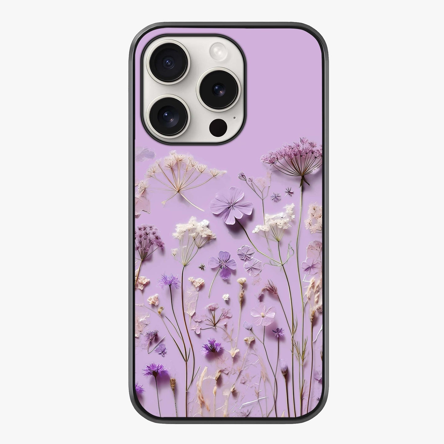 Lavender Blossom Dream Glass Case showing full back design in clean flat view with glossy glass finish.
