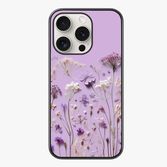 Lavender Blossom Dream Glass Case showing full back design in clean flat view with glossy glass finish.