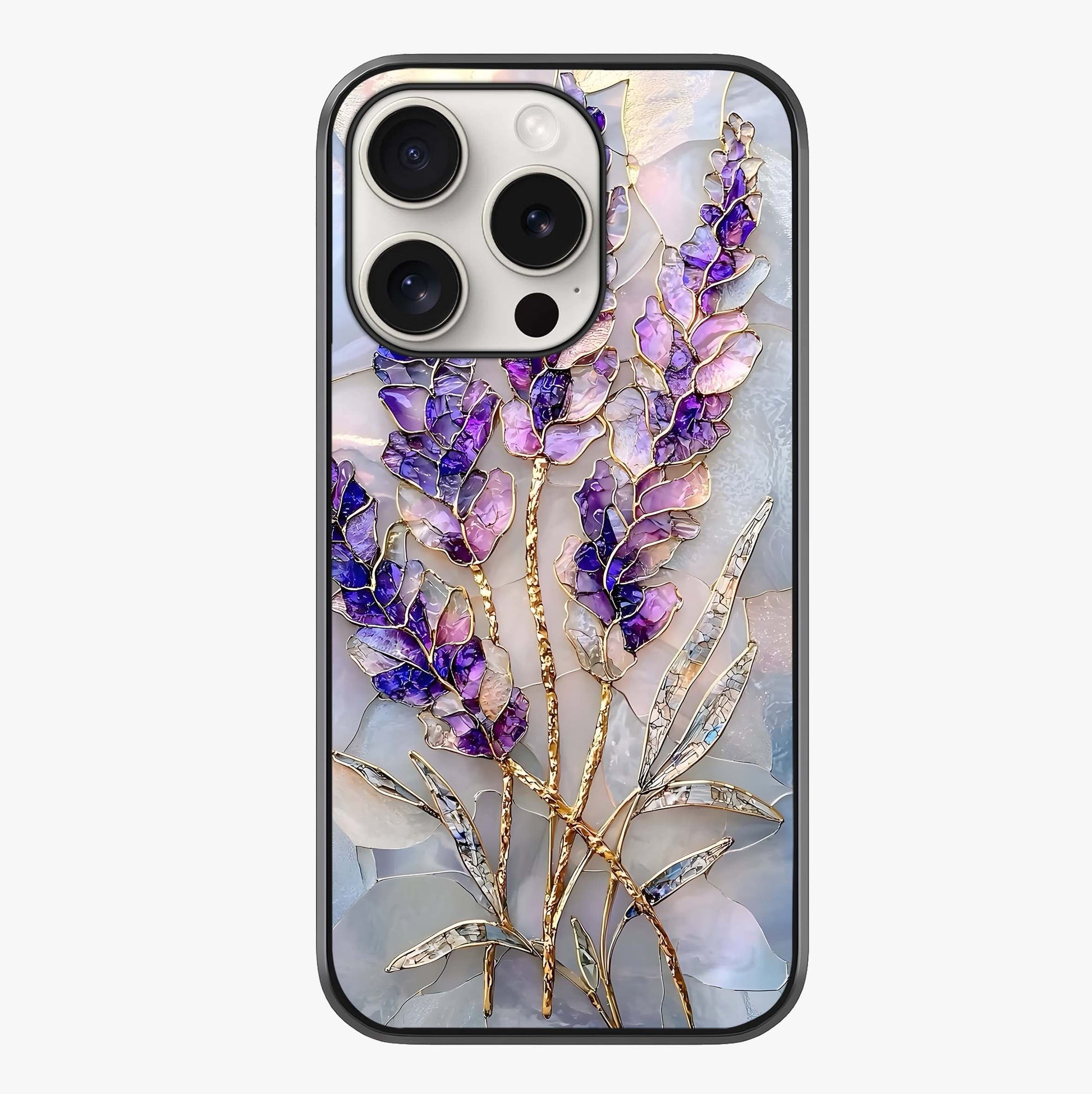 Lavender Dream Glow Glass Case showing full back design in clean flat view with glossy glass finish.