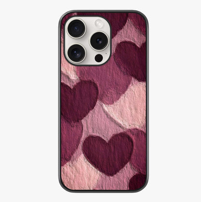 Layered Paper Hearts Glass Case showing full back design in clean flat view with glossy glass finish.