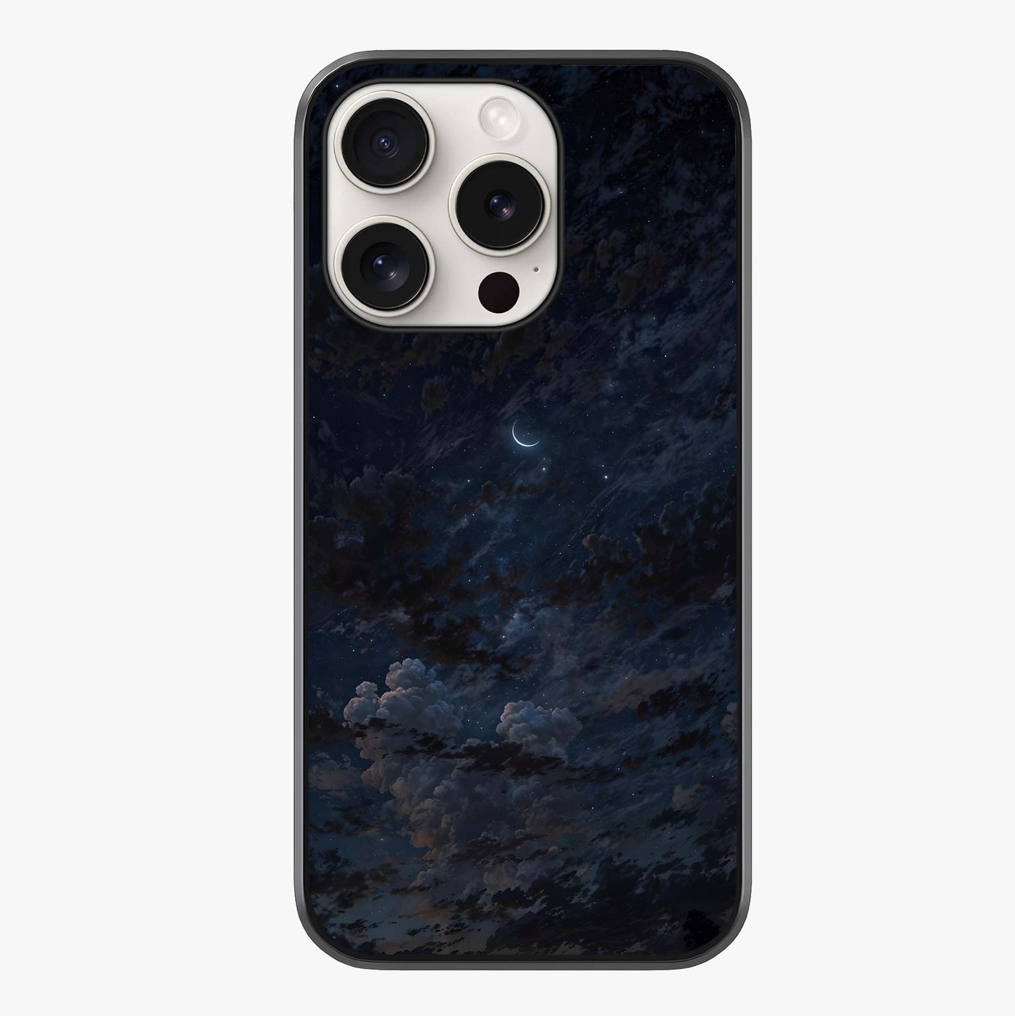 Lunar Veil Silence Glass Case showing full back design in clean flat view with glossy glass finish.