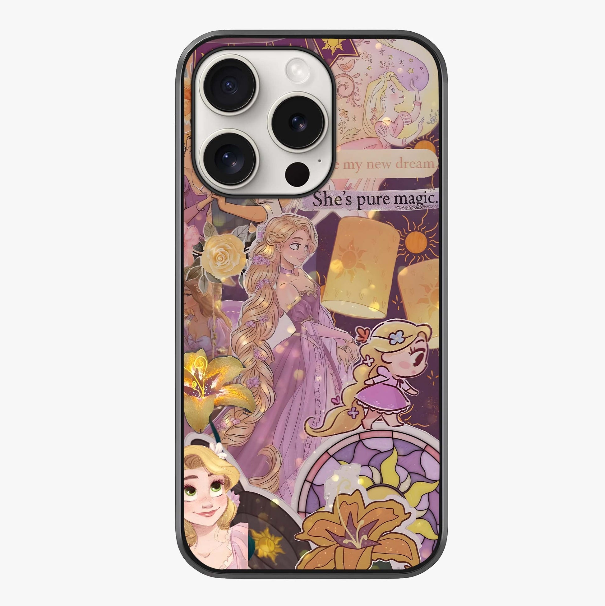 Magical Tangled Dream Glass Case showing full back design in clean flat view with glossy glass finish.