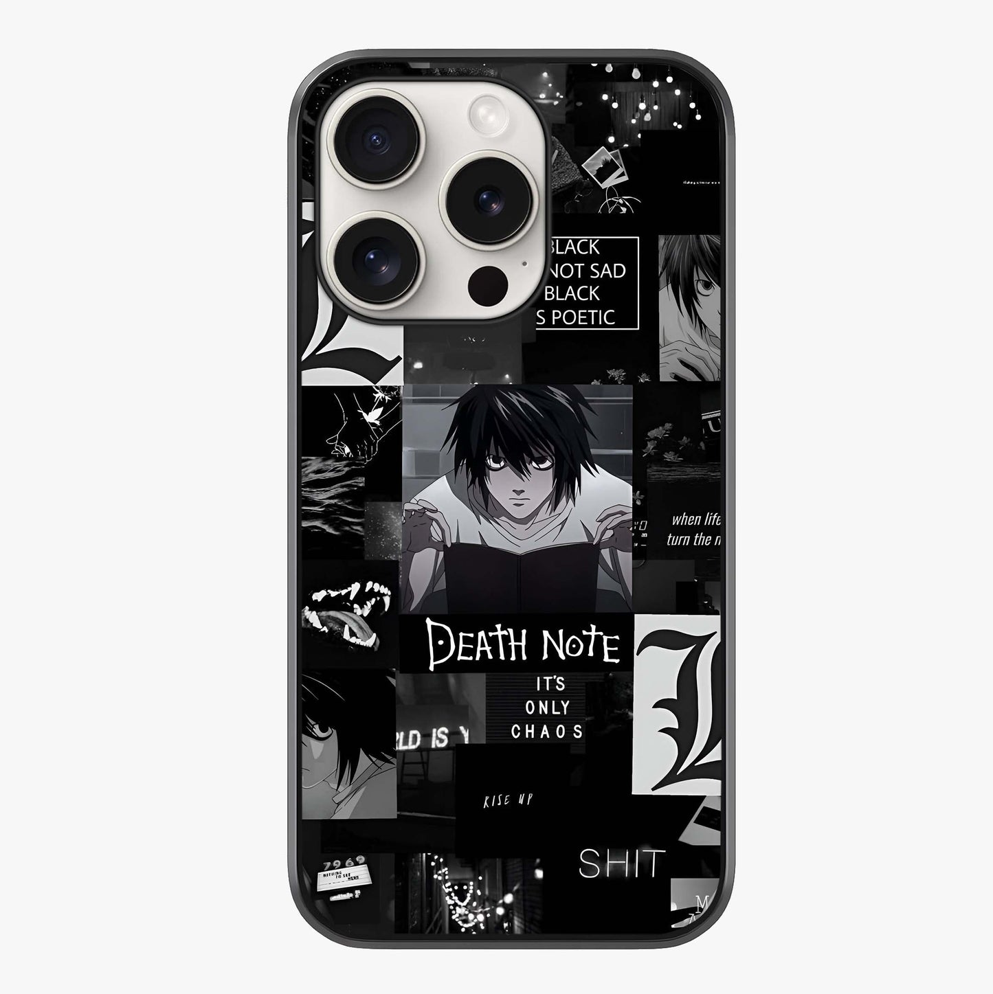 Midnight Chaos Mind Glass Case showing full back design in clean flat view with glossy glass finish.